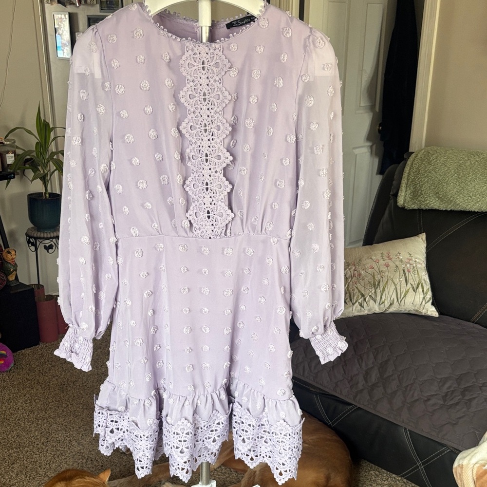 Simplee Apparel Lavender Lace Dress Spring